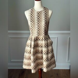 Hunter Dixon Anthropologie Metallic Gold Polka Dot Dress size 6